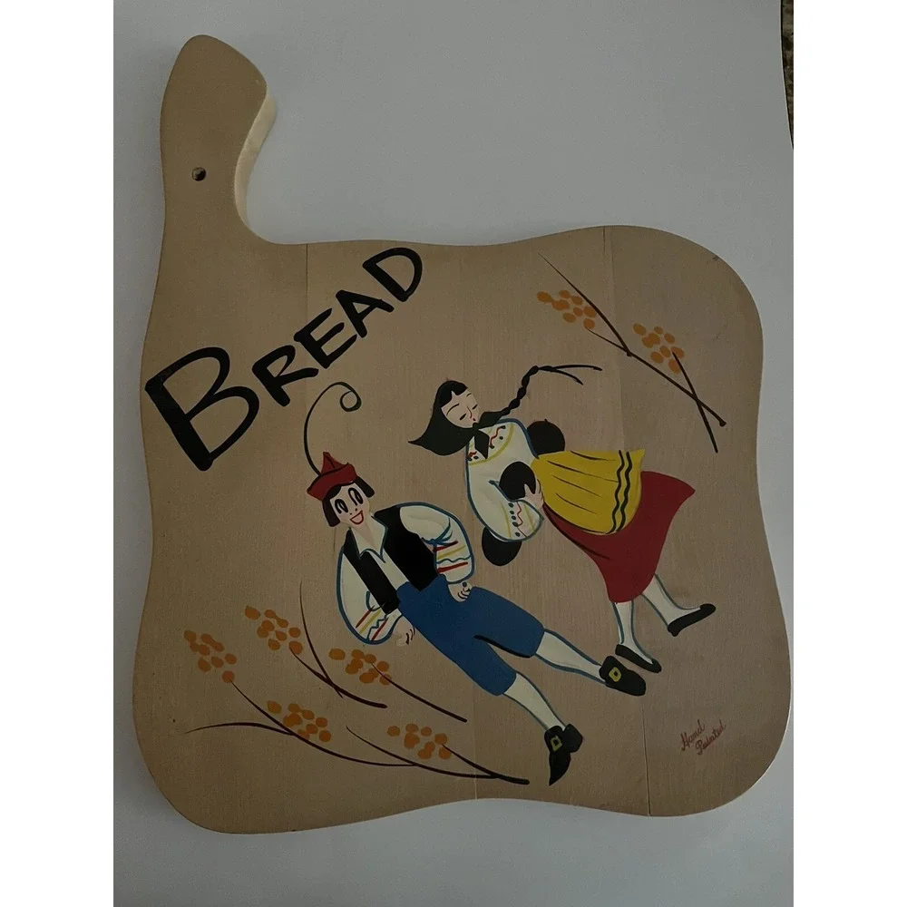 Vintage Cutting Boards Dutch Folk Handpainted Woodpecker WoodWare‎ Kitsch MCM